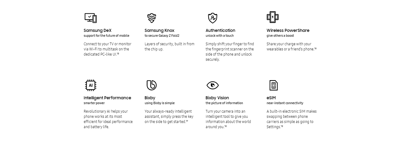 Features of the Samsung Galaxy Z Fold2